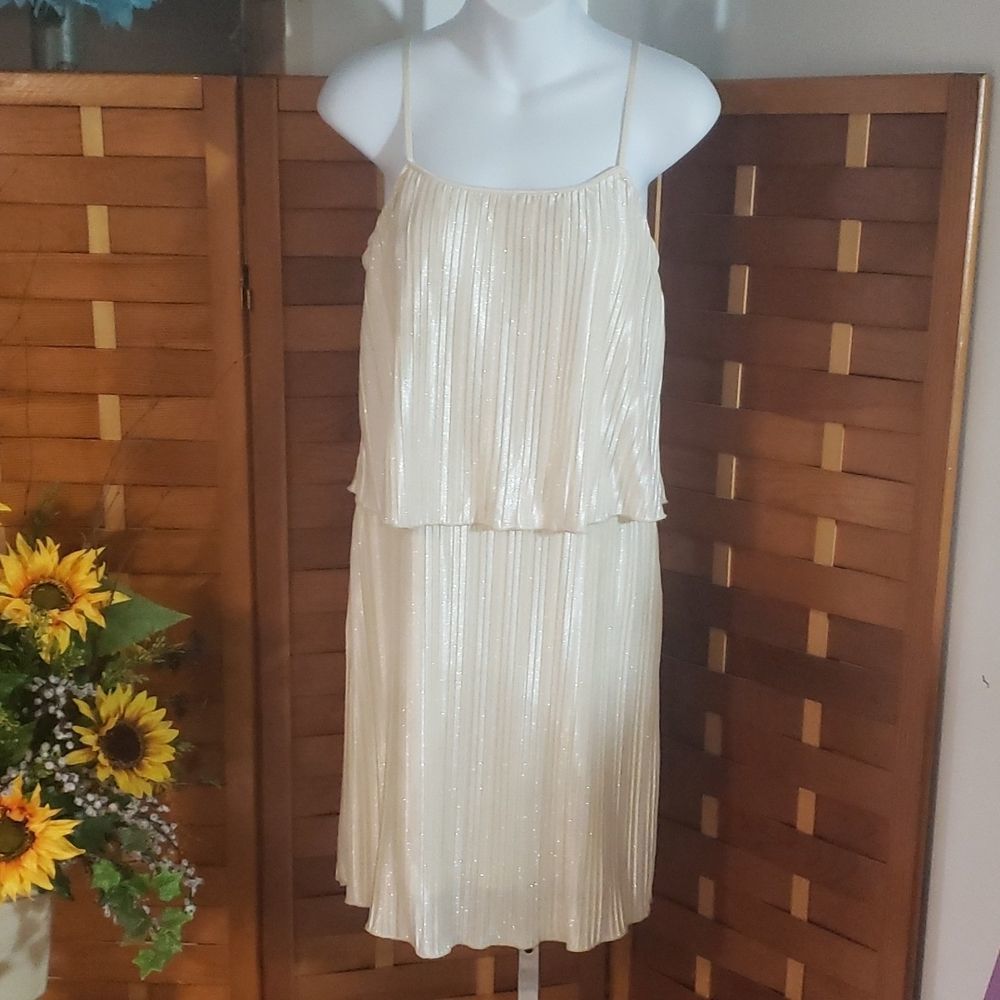 Maurices brand Studio Y dress in ivory with gold flecks